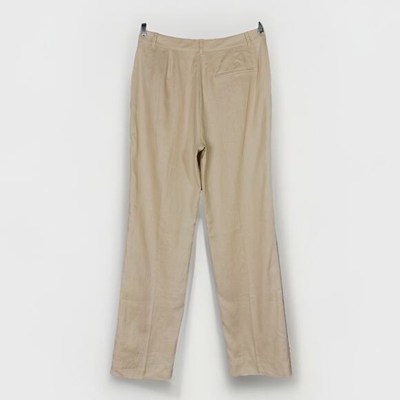 NWT Chaps Women 100% Linen Lined Chino Pants Size 8 Beige Pockets Office Career - Picture 3 of 8